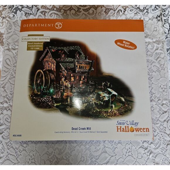 Department 56 Halloween Village Dead Creek Mill with Rotating Wheel